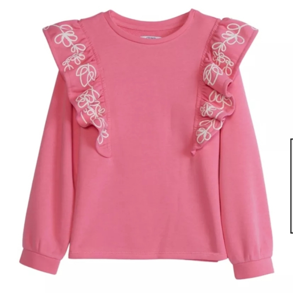 Crown & Ivy Pink Ruffled Kids Sweatshirt